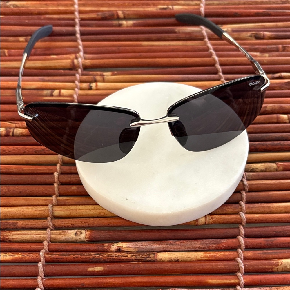 Men's Black and Silver Sunglasses